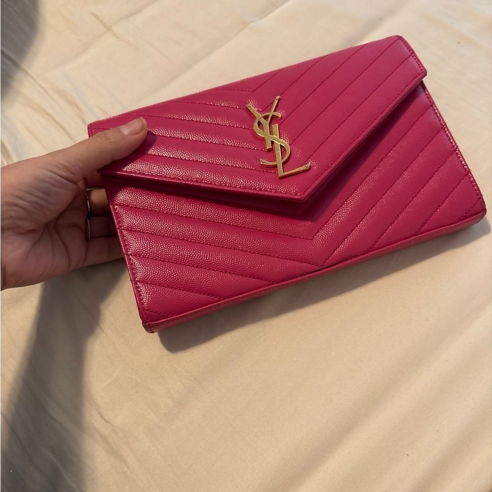 Yves Saint Laurent Fuchsia Quilted Clutch